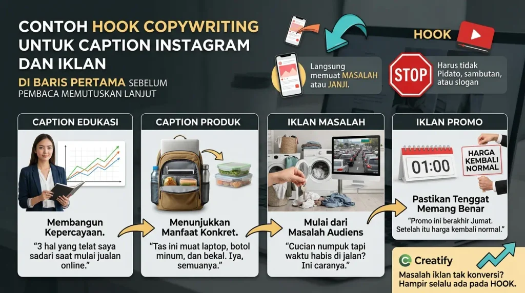 Contoh Hook Copywriting untuk Caption Instagram dan Iklan
