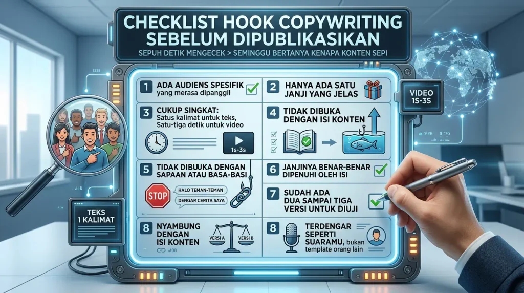 Checklist Hook Copywriting Sebelum Dipublikasikan