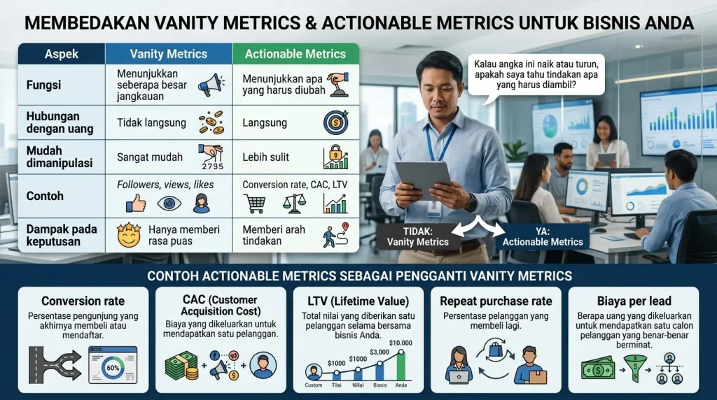 Perbedaan Vanity Metrics dan Actionable Metrics